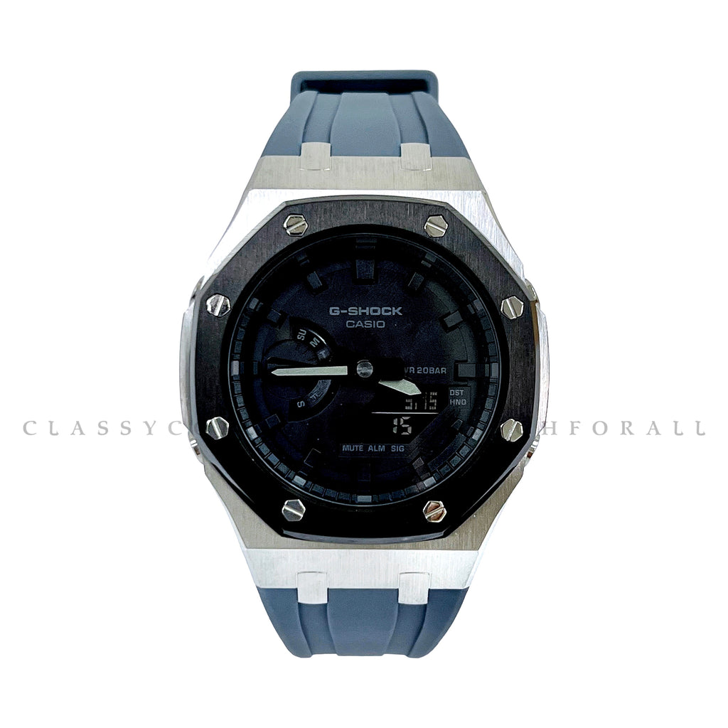 (Preorder) GA-2100-1A1 With Black & Silver Stainless Steel Case & Grey Rubber Clip Strap