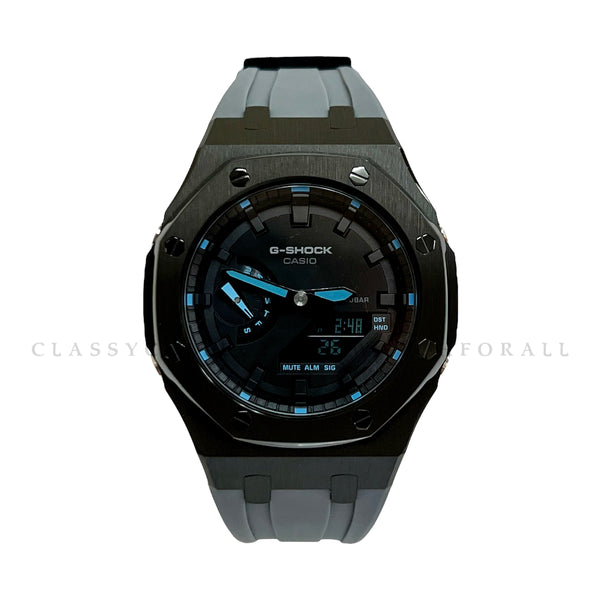 (Preorder) GA-2100-1A2 With Black Stainless Steel Case & Grey Rubber Clip Strap