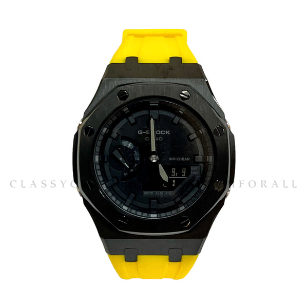 (Preorder) GA-2100-1A1 With Black Stainless Steel Case & Yellow Rubber Clip Strap
