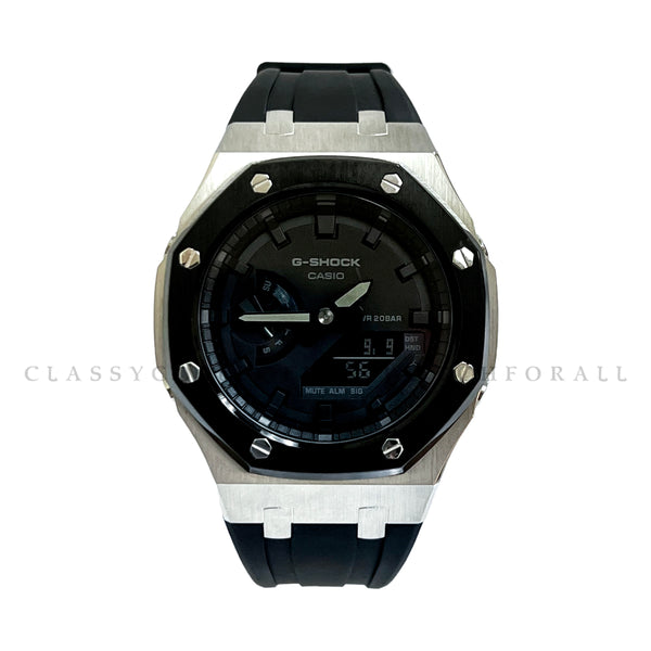 GA-2100-1A1 With Black & Silver Stainless Steel Case & Black Rubber Clip Strap