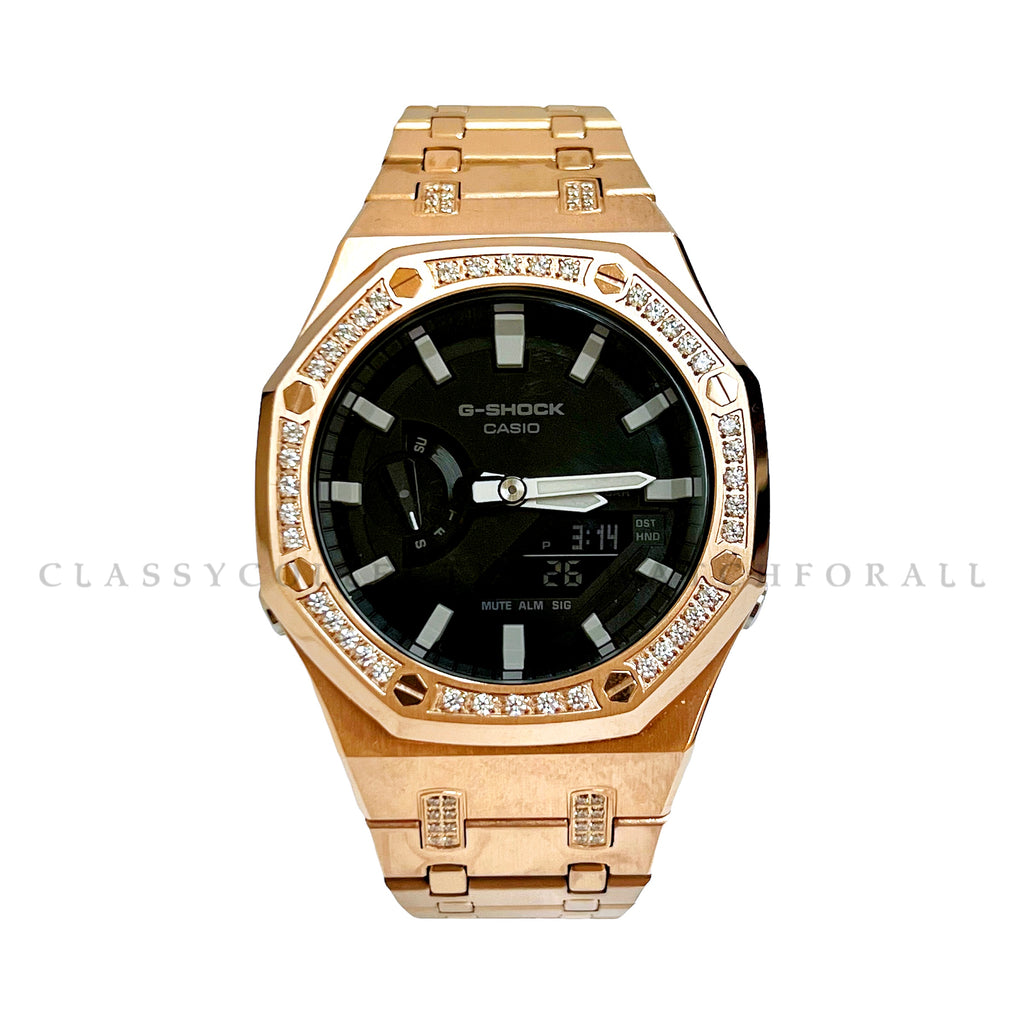 GA-2100-1A With Rose Gold Stainless Steel Crystal Set