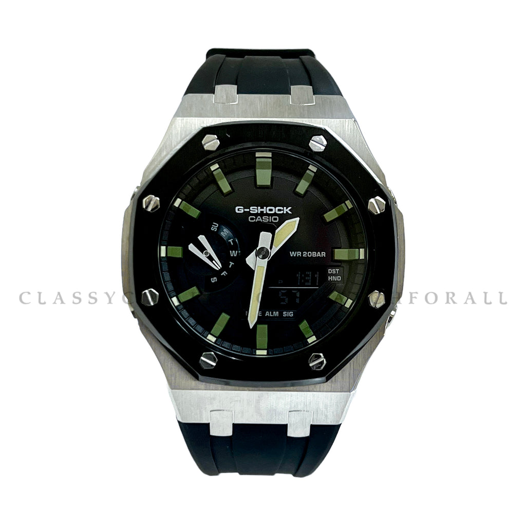 (Preorder) GA-2110SU-3A With Black & Silver Stainless Steel Case & Black Rubber Clip Strap