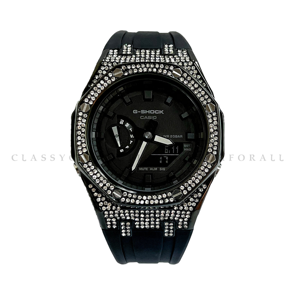 (Preorder) GA-2100-7A With Black Stainless Steel Crystal Case & Black Rubber Clip Strap