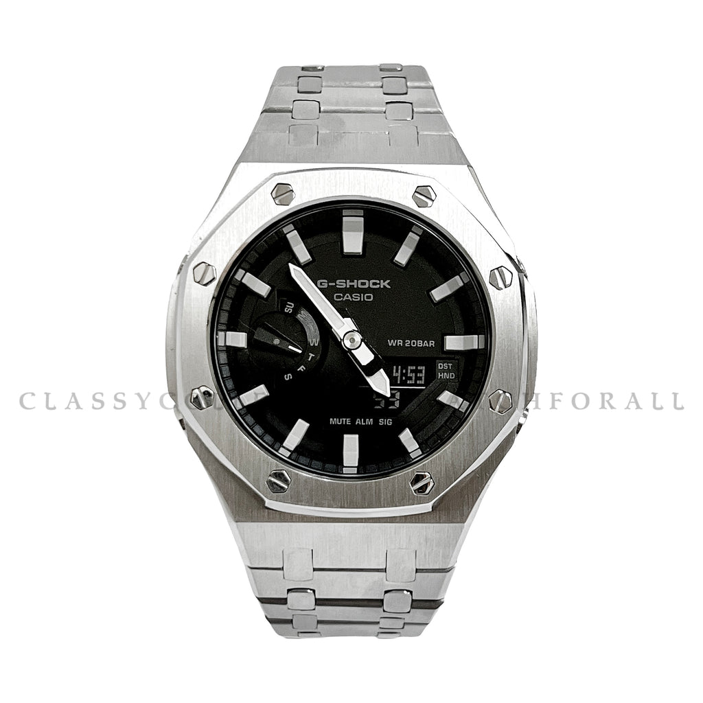 GA-2100-1A With Silver Stainless Steel Set