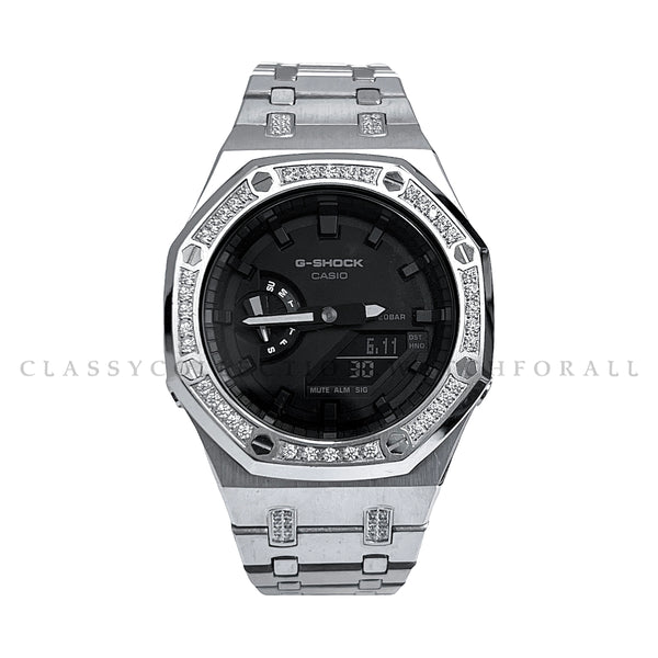 GA-2100-7A With Silver Stainless Steel Bezel Crystal Set