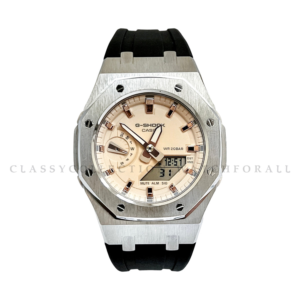 GMA-S2100-4A With Silver Stainless Steel Case & Black Rubber Strap