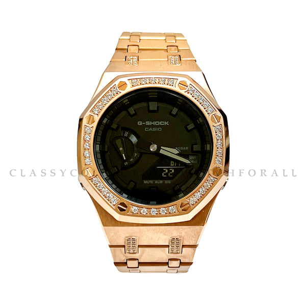 GA-2100-1A1 With Rose Gold Stainless Steel Crystal Set