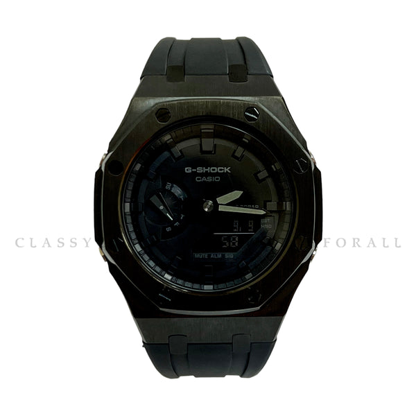 GA-2100-1A1 With Black Stainless Steel Case & Black Rubber Clip Strap