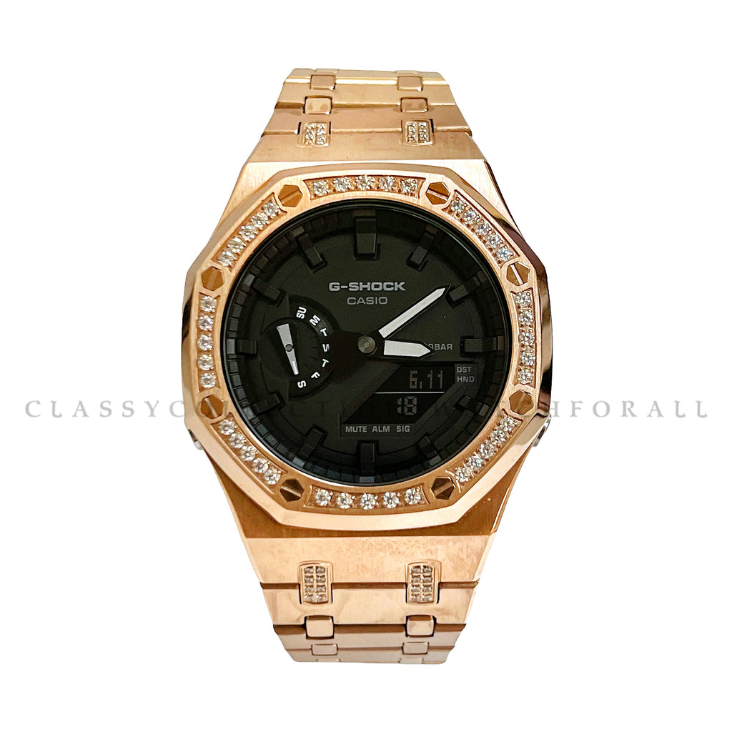 GA-2100-7A With Rose Gold Stainless Steel Crystal Set