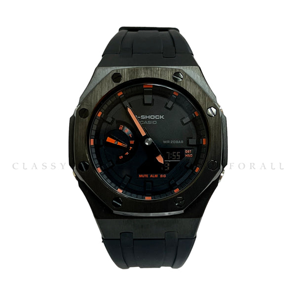 GA-2100-1A4DR With Black Stainless Steel Case & Black Rubber Clip Strap