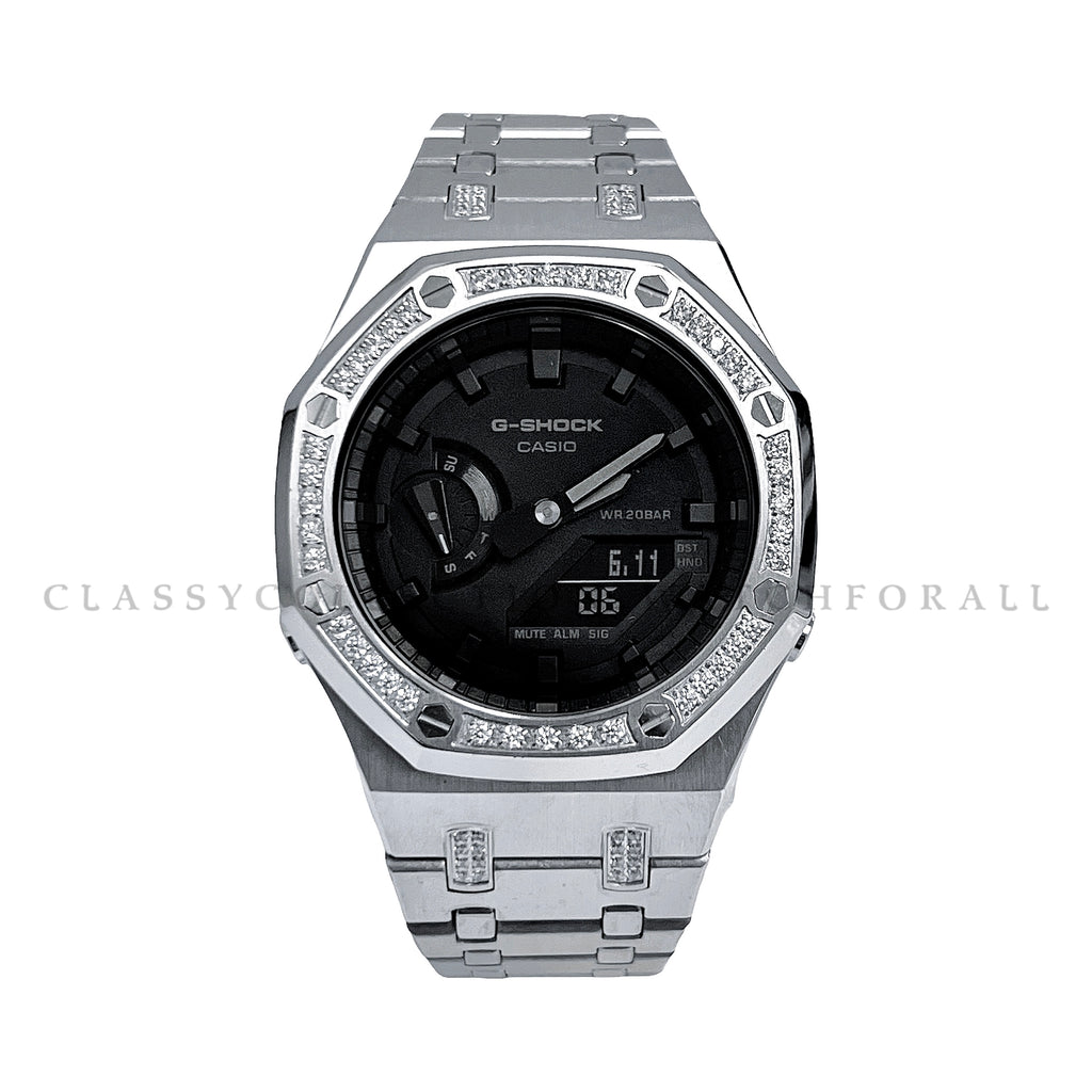 GA-2100-1A1 With Silver Stainless Steel Bezel Crystal Set
