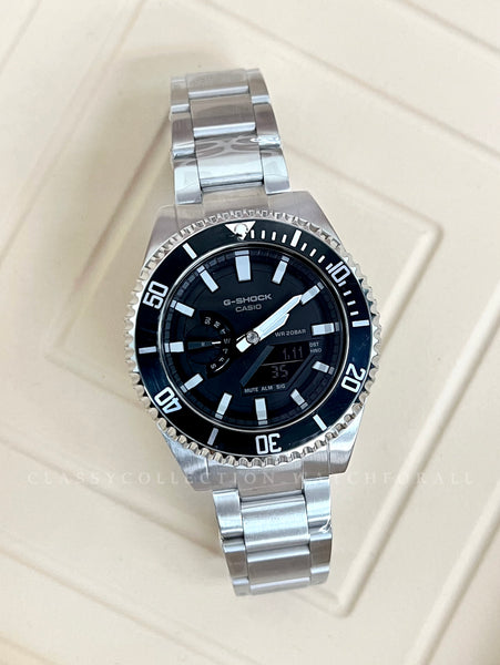 GA-2100-1A With The R Series Black Bezel & Silver Stainless Steel Set
