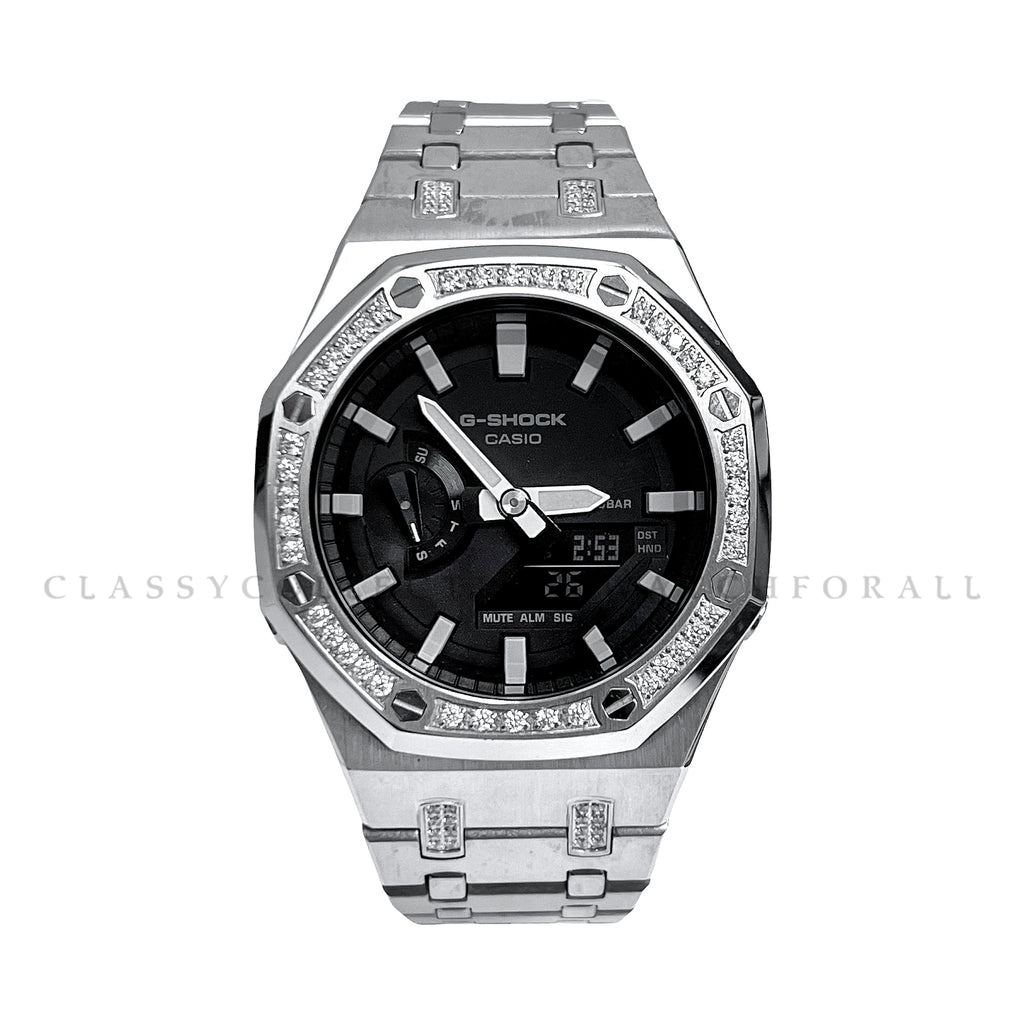 GA-2100-1A With Silver Stainless Steel Bezel Crystal Set