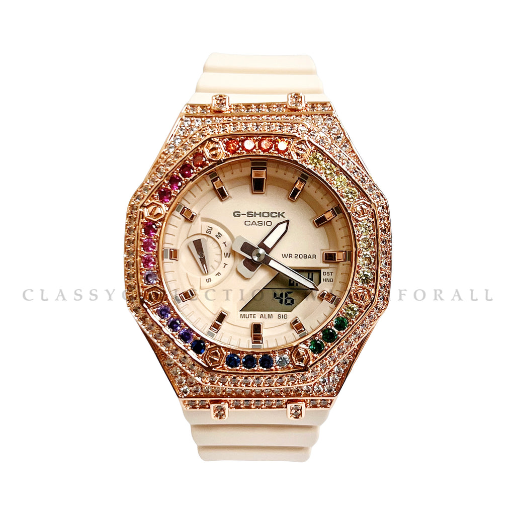 GMA-S2100-4A With Babe Princess Rainbow Rose Gold Casing