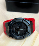 GA-2100-1A1 With Black Stainless Steel Case & Red Rubber Clip Strap